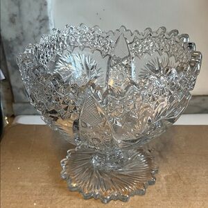 Elegant Crystal Pressed Glass pedestal Bowl